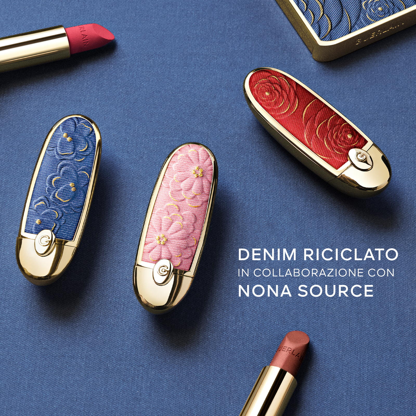 Rouge G Blooming Denim La cover gioiello con doppio specchio - Edizione Limitata Il rossetto ultra-care personalizzabile