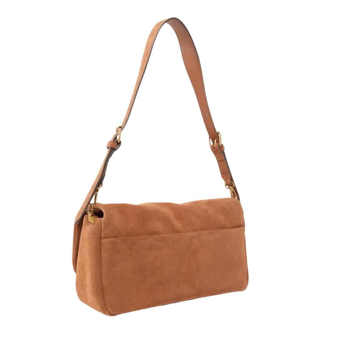 Borsa a tracolla media Love Bag Click Soft Horizontal Handle in suede