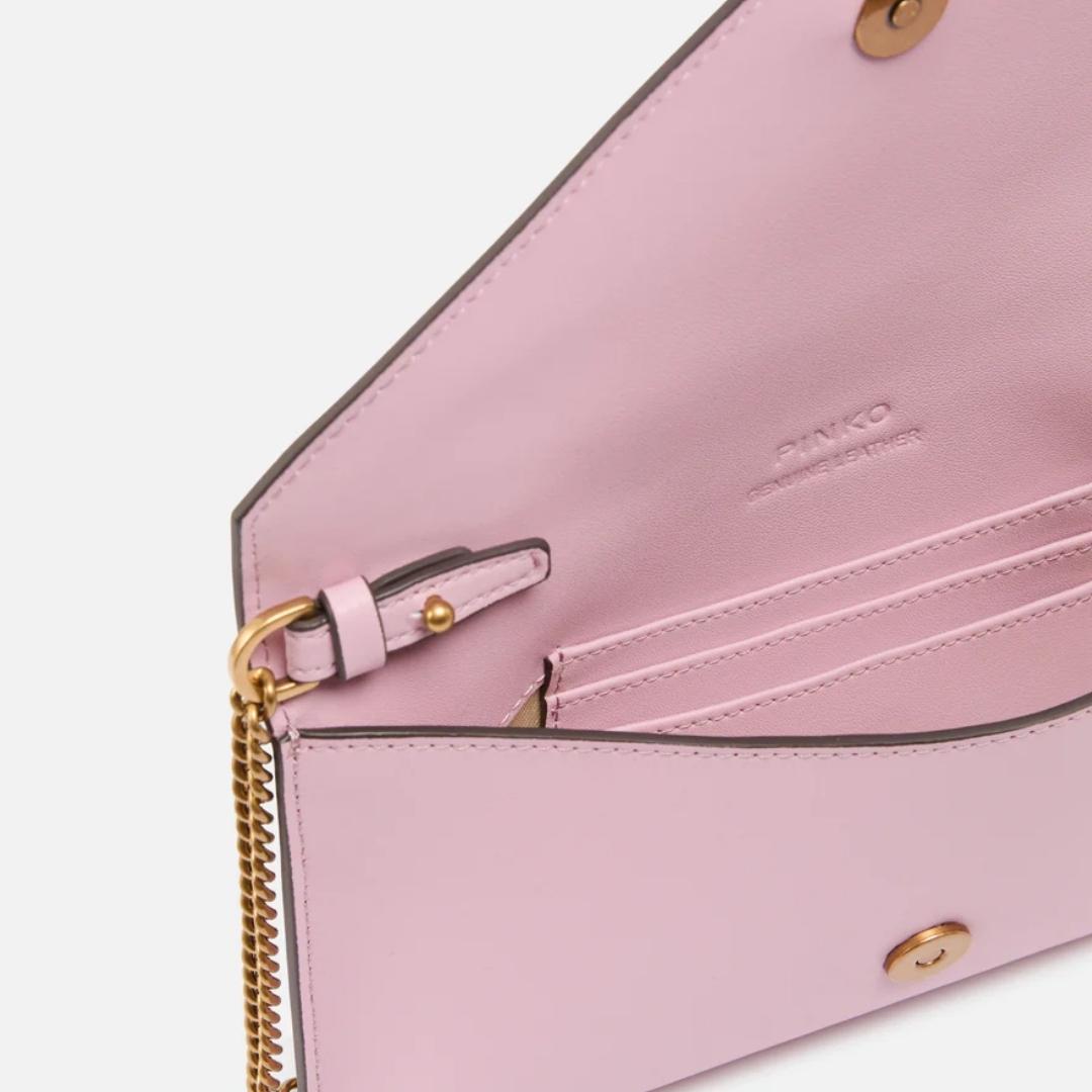 Borsa a bustina piccola in pelle liscia con logo Love Birds