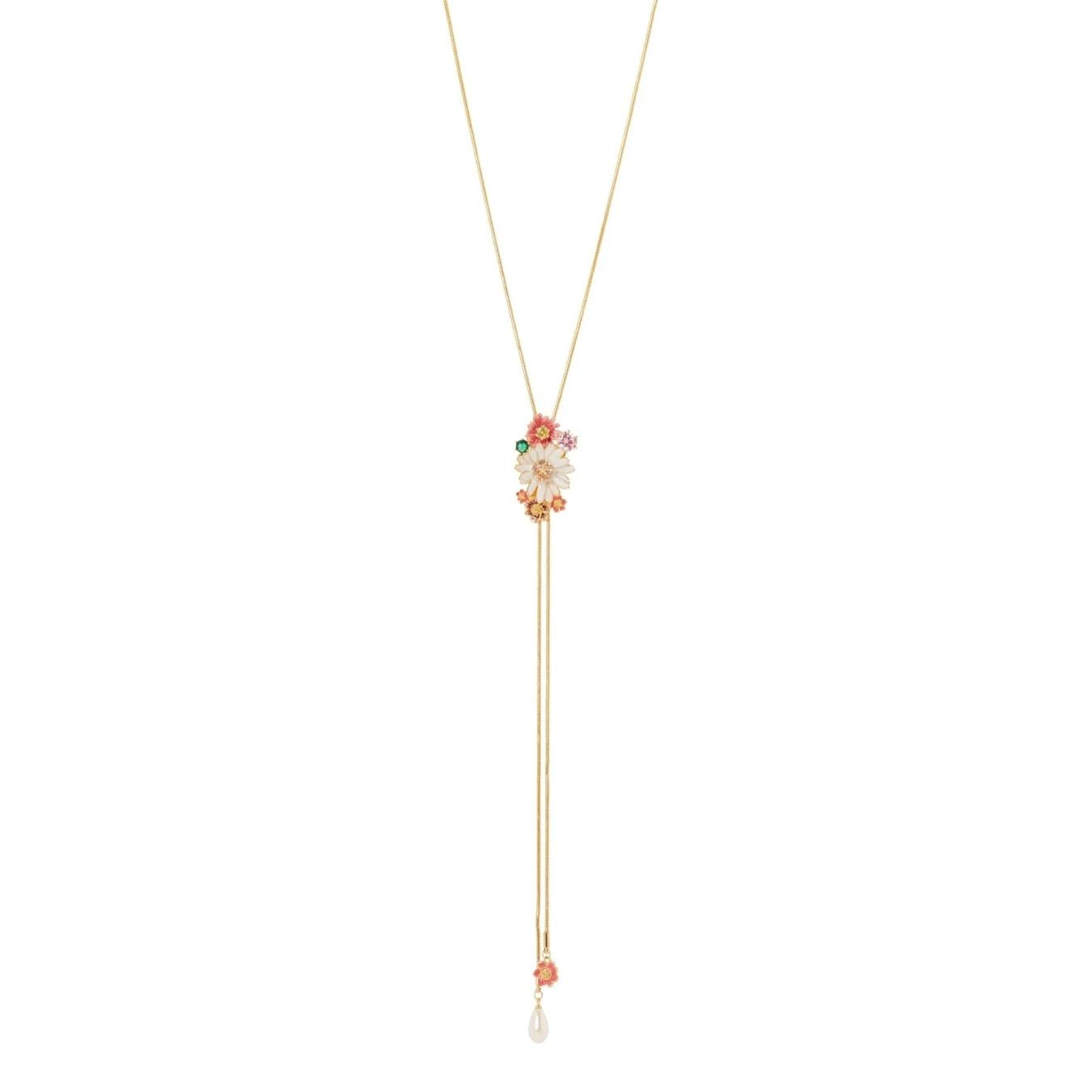Collana lunga a cravatta e fiori Hanami