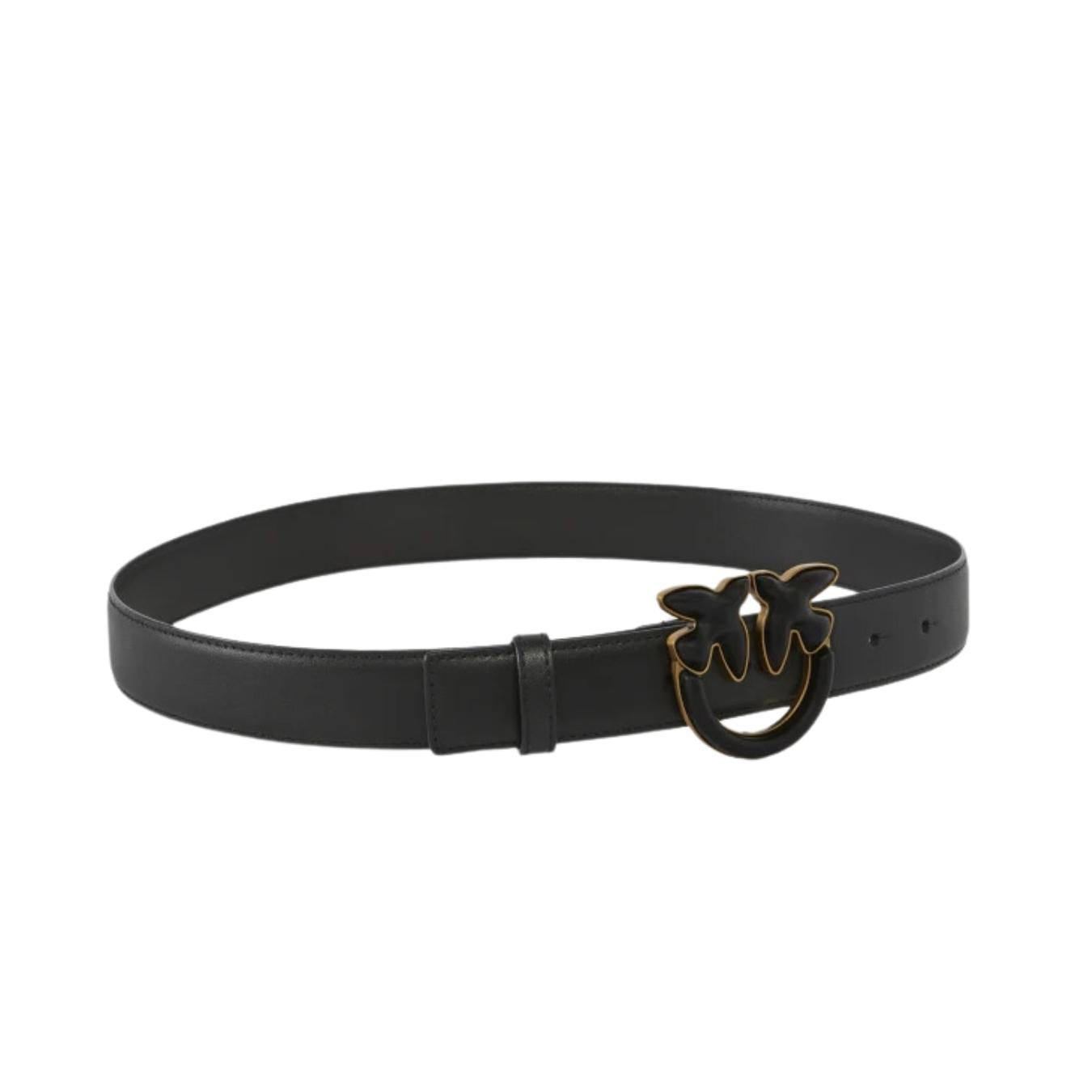 Cintura con Fibbia Rivestita in Pelle 3cm