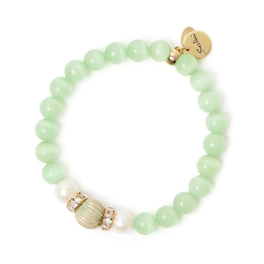 Bracciale elastico sfere, anellini di strass e perle Tarocchi