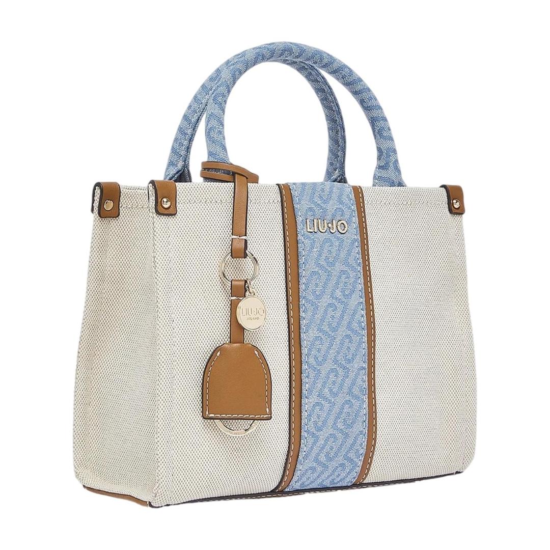 Borsa Jacquard Neutro/Denim Donna