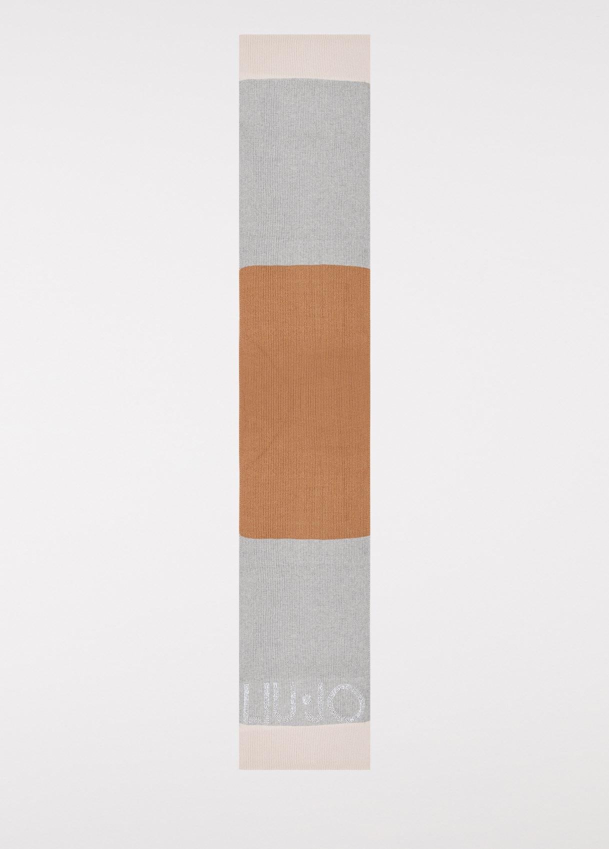 Sciarpa Color Block con Logo e Strass