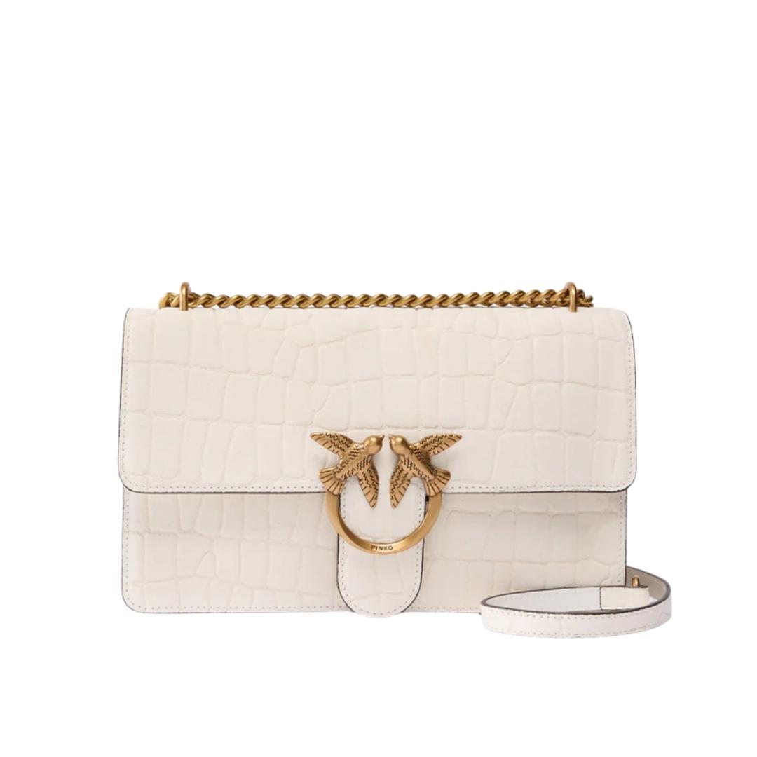 Borsa a tracolla media Love Bag One in pelle stampa coccodrillo