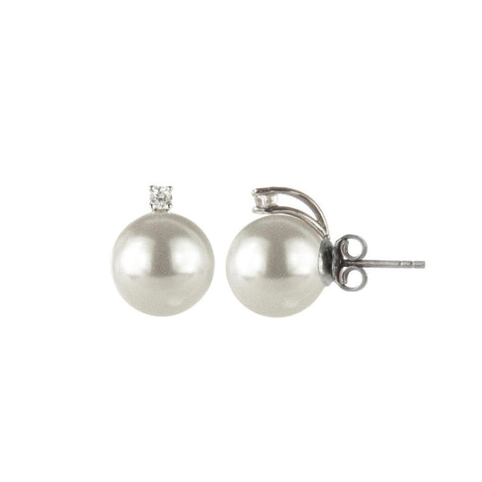 Orecchini con grande perla e zircone Pearl