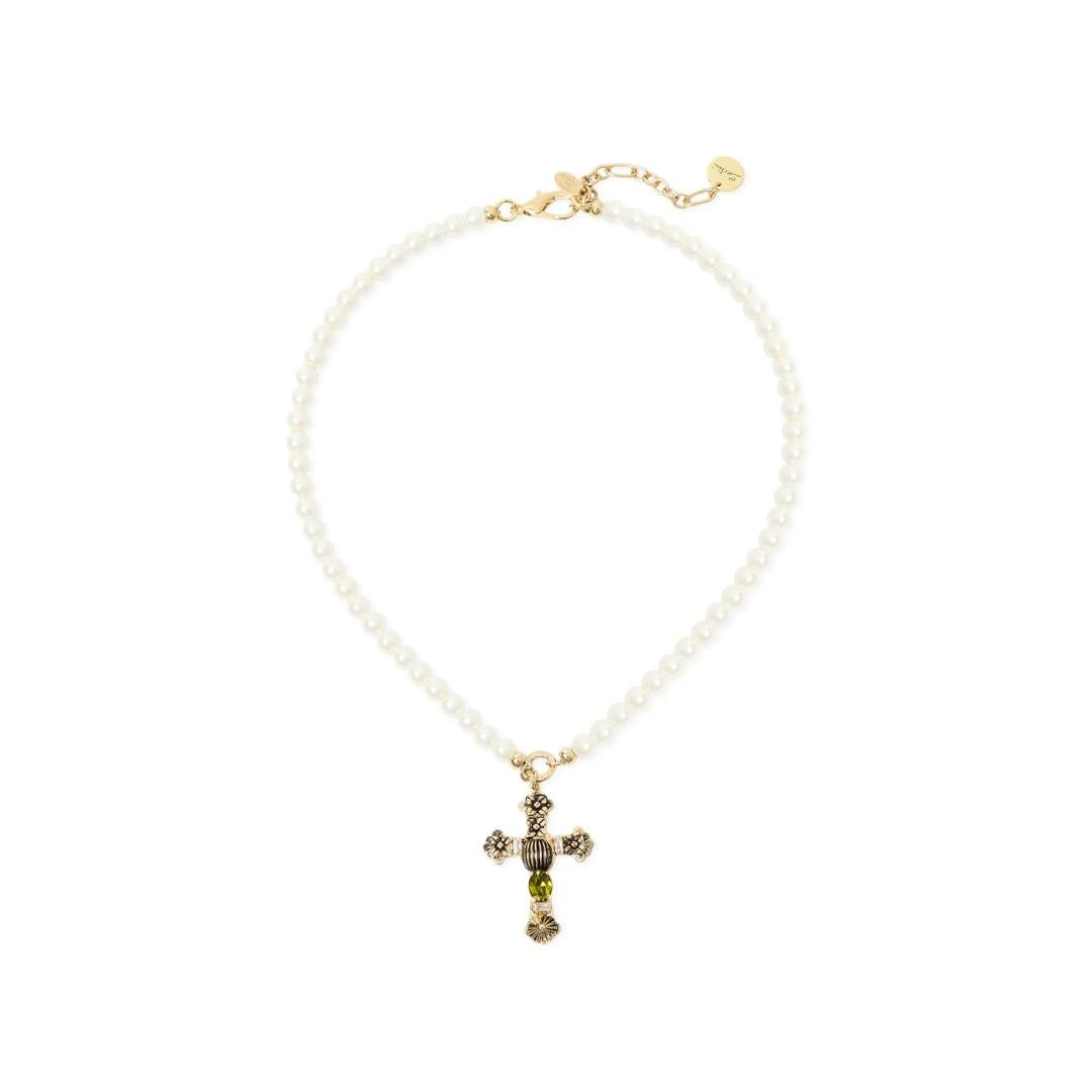 Collana Corta Perle e Croce Naos