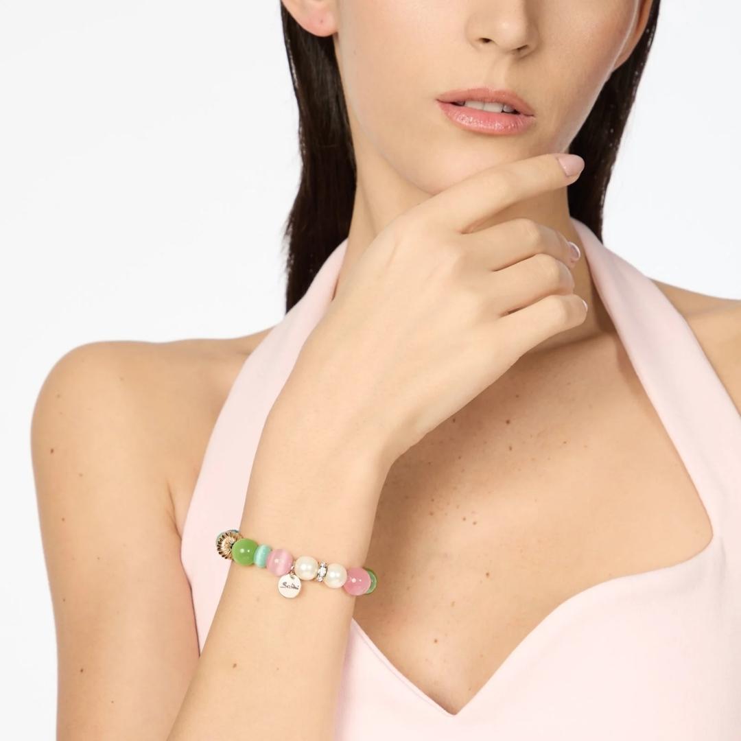 Bracciale elastico sfere, strass e bonbon Tarocchi