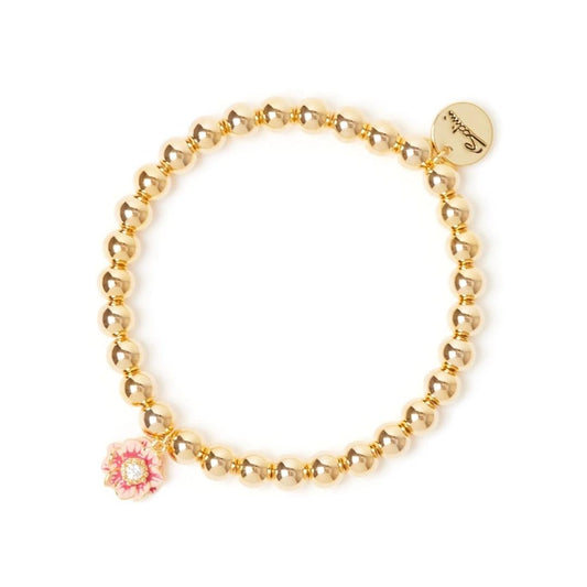 Bracciale elastico sfere e fiorellino pendente Hanami