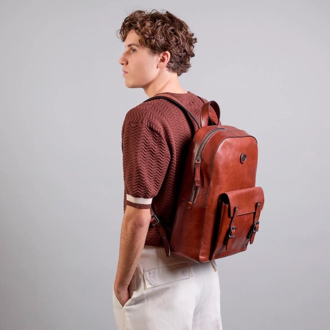 GALILEO Zaino in Pelle Porta PC Uomo una Zip