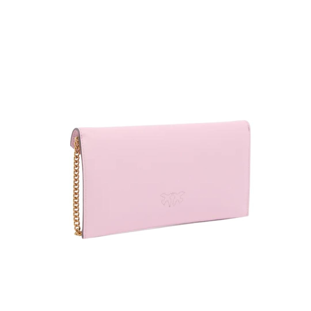 Borsa a bustina piccola in pelle liscia con logo Love Birds