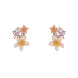 Orecchini cristallo e due fiori Hanami
