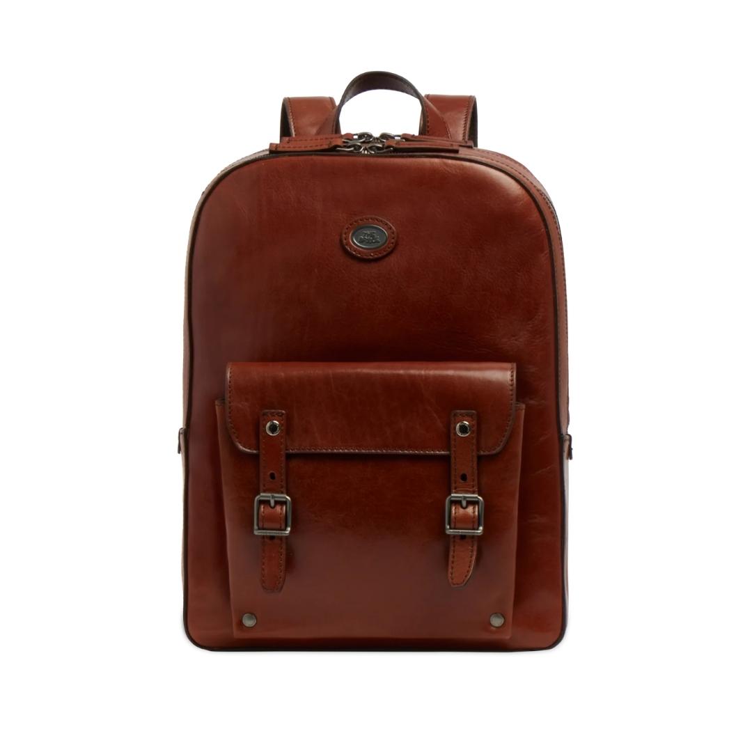 Zaino in Pelle Porta PC Uomo due Zip