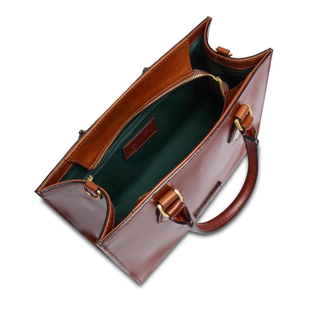 IDA Borsa a Mano in Pelle con Tracolla Removibile
