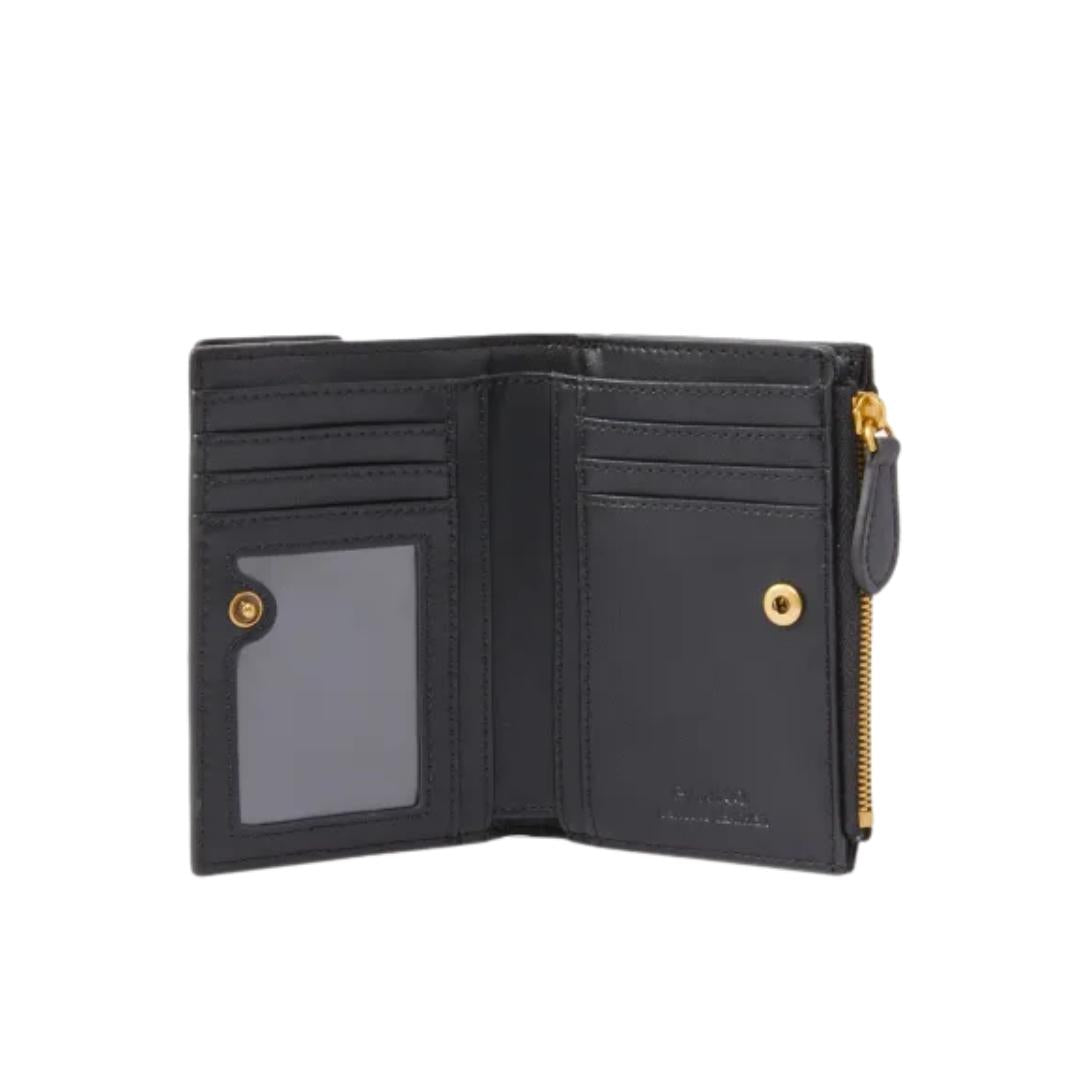 Piccolo Portafoglio Compatto in Pelle Liscia con Logo