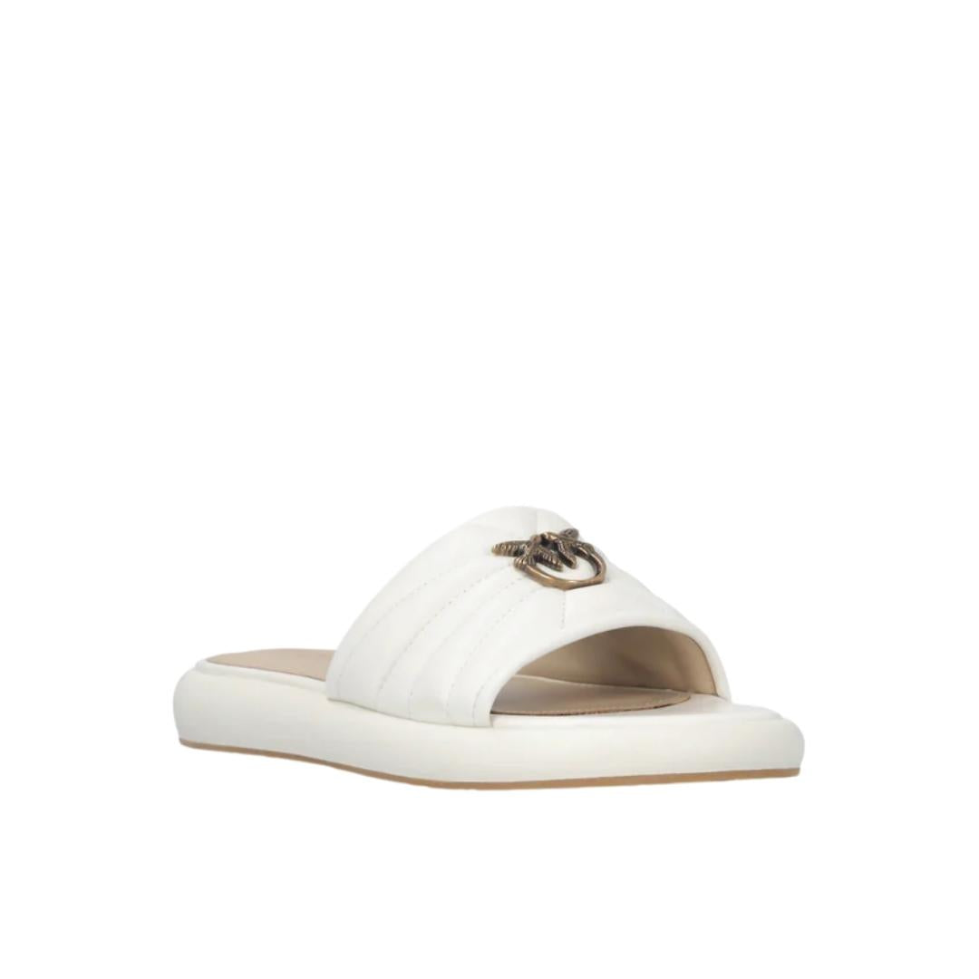 Ciabatte in Nappa Trapuntata con Logo Love Birds Milk