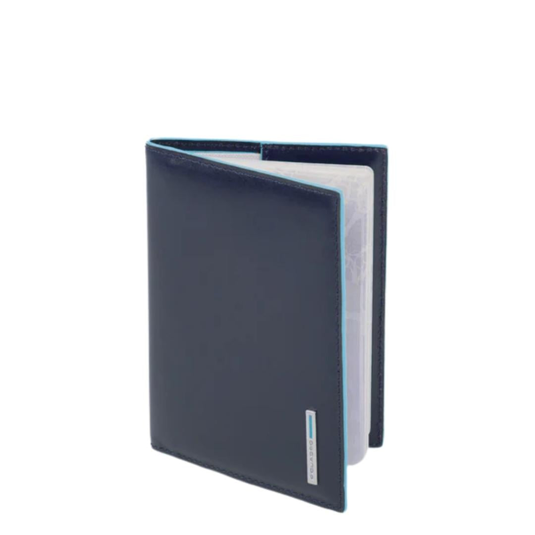 Porta Passaporto Blue Square in Pelle