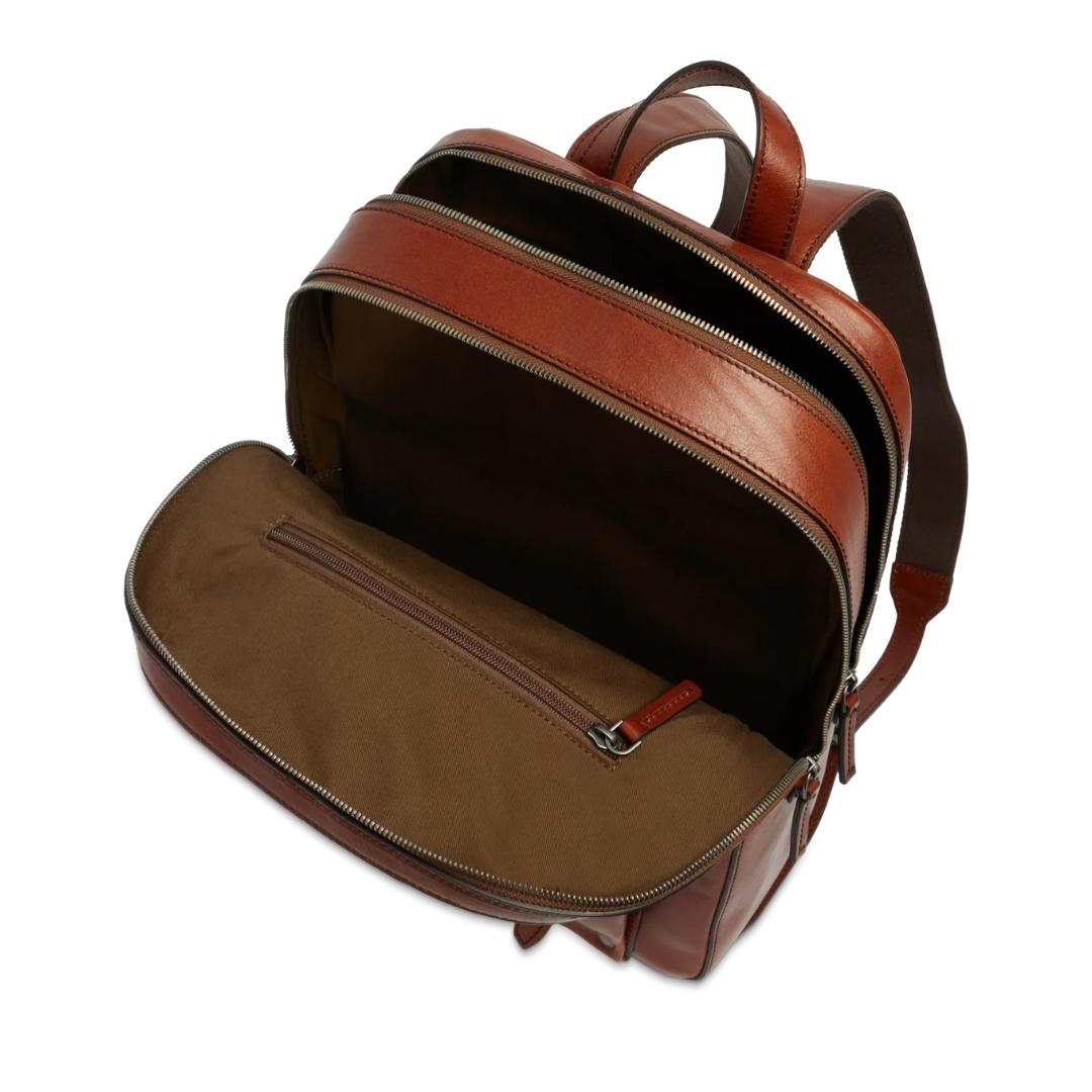 Zaino in Pelle Porta PC Uomo due Zip