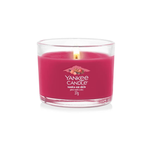 Filled Votive - Santa on Skis