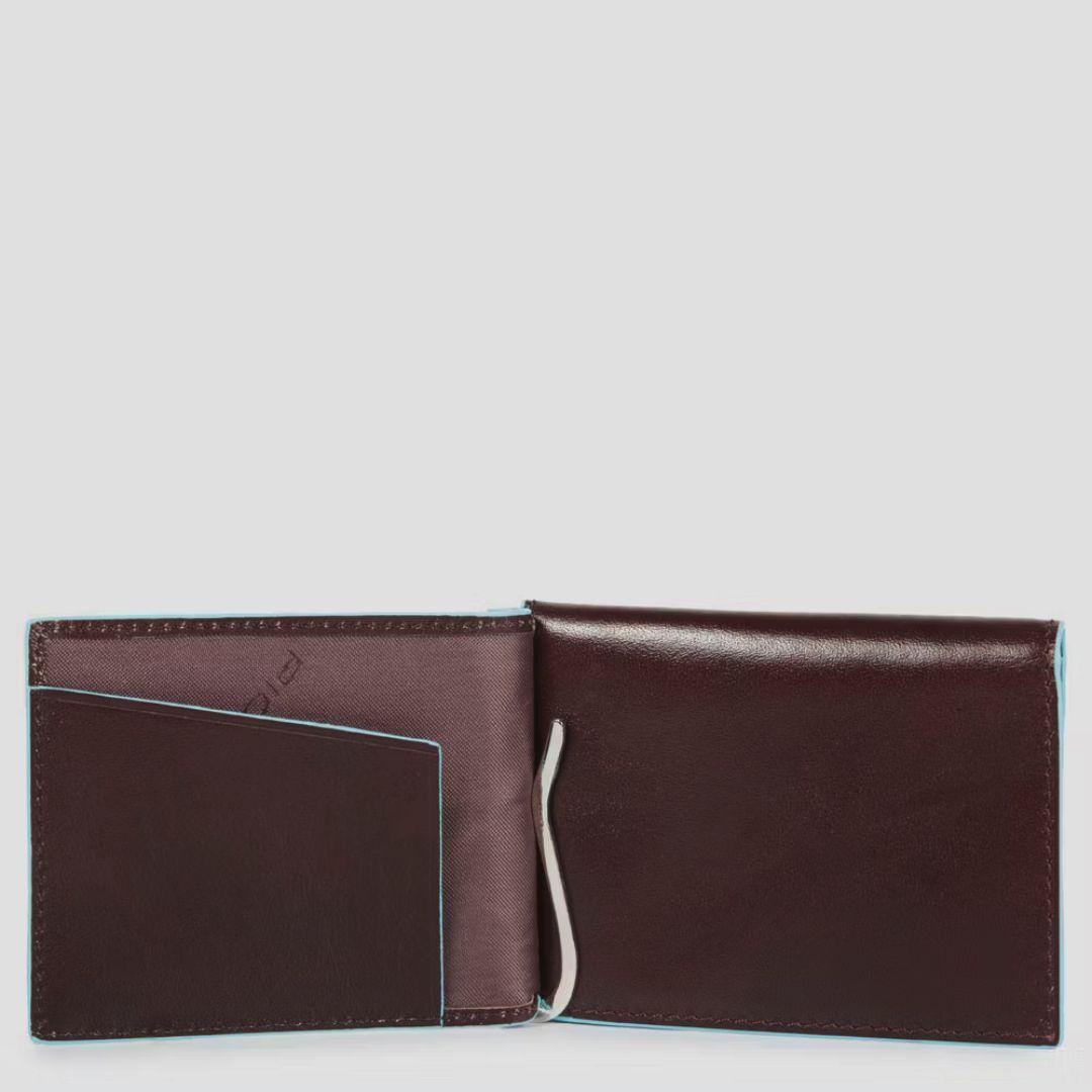 Portafoglio uomo verticale piccolo con fermasoldi Blue Square