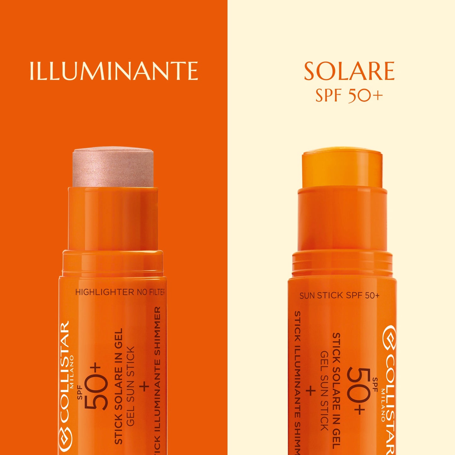Stick Solare in Gel SPF50+ e Stick Illuminante Shimmer