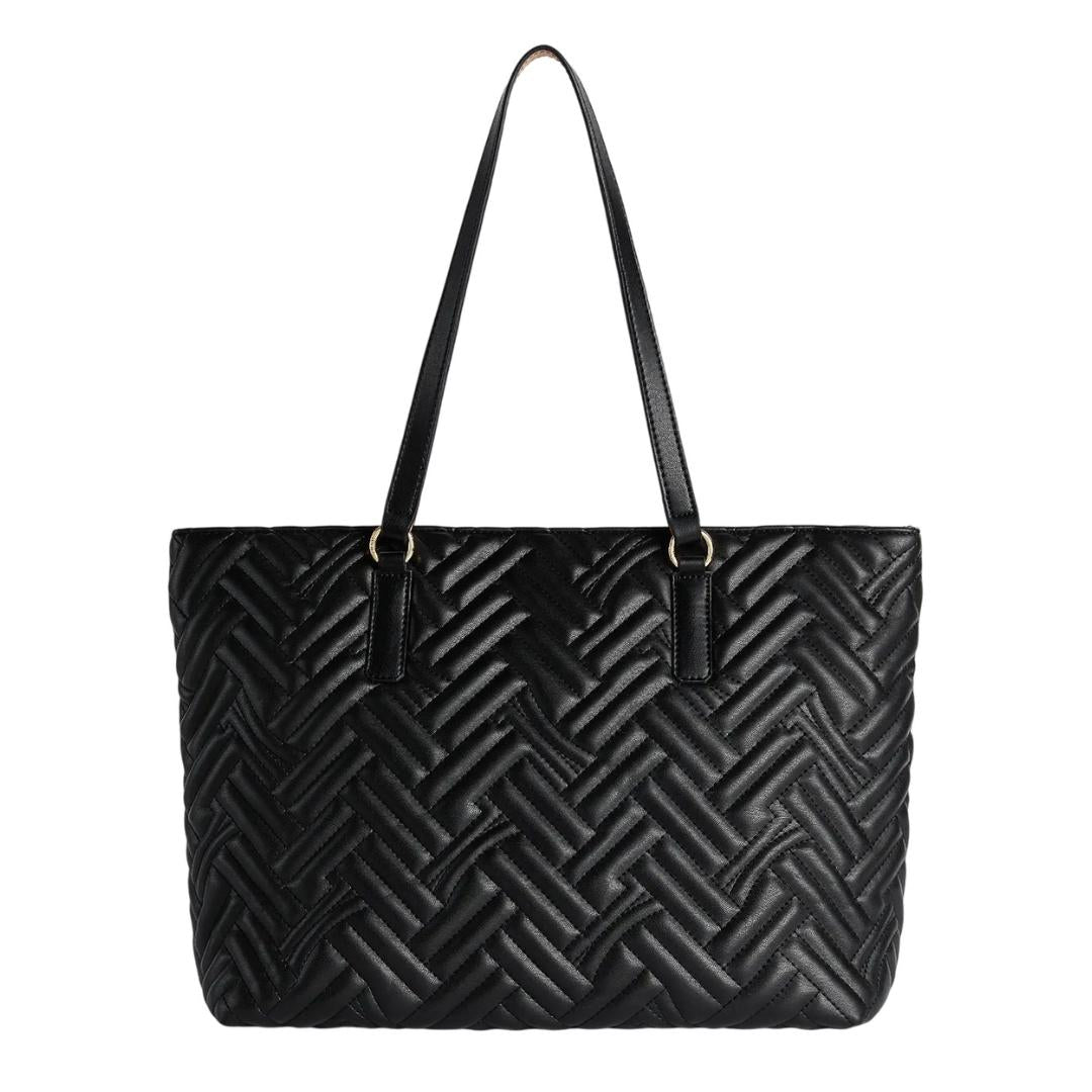 Borsa Shopping in Tessuto Effetto Nappa Matelassè