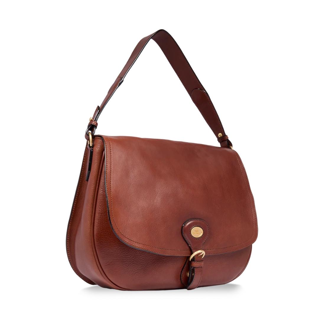 Borsa a Spalla in Pelle Grande con Patta Frontale