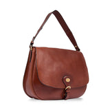 Borsa a Spalla in Pelle Grande con Patta Frontale