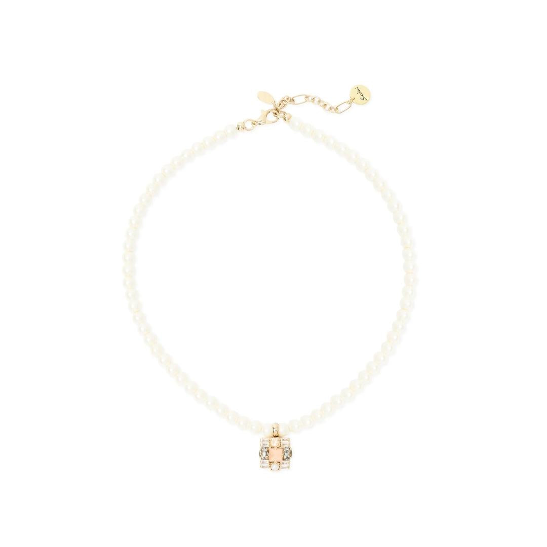 Girocollo Perle Charm Quadrato Hera