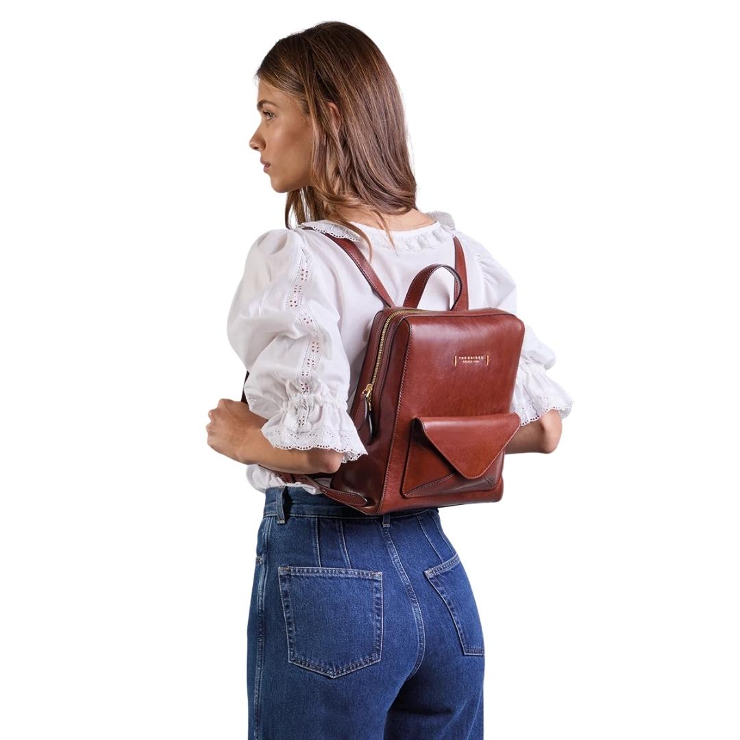 FRIDA Zaino Donna in Pelle con Tasca Frontale