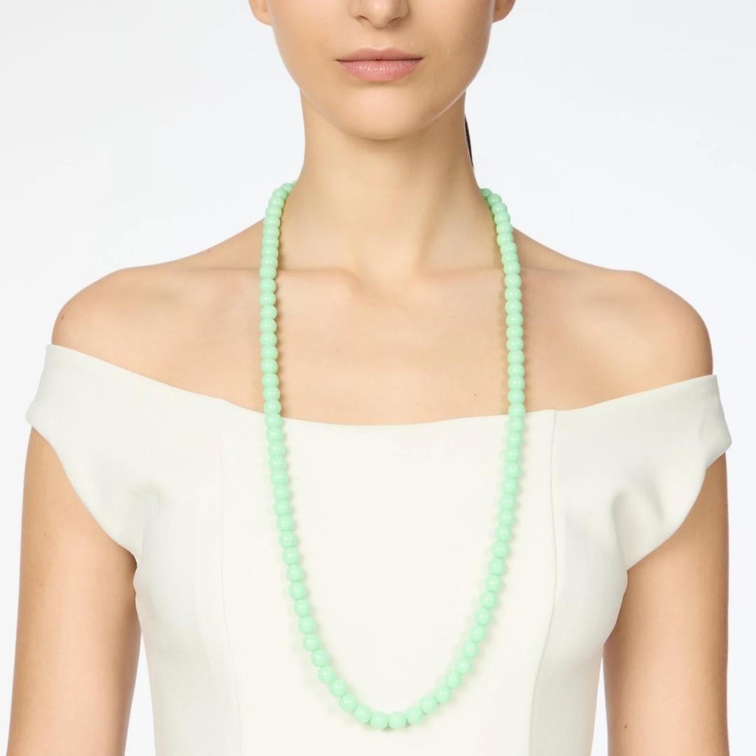 Collana lunga boule verde chiaro Apuana