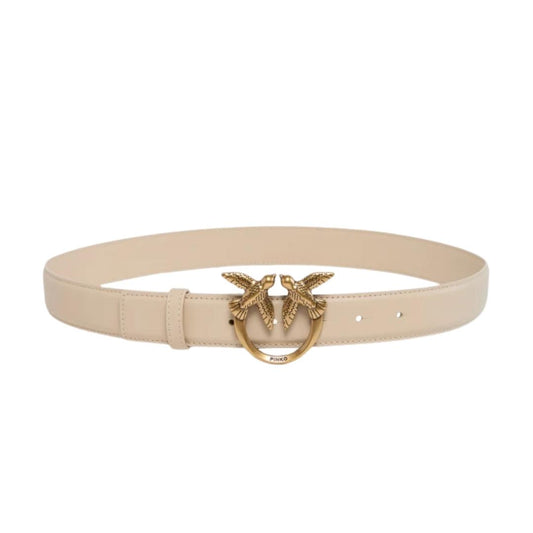 Cintura Love Birds in Pelle 3cm Beige