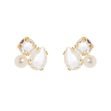 Orecchini cluster cristalli e perla Ninfa
