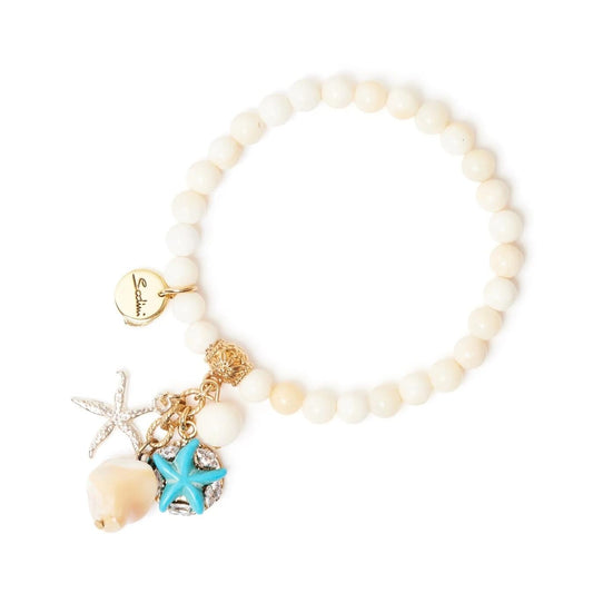Bracciale elastico boule ed elementi marini Maresia