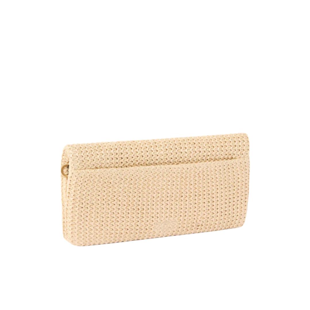 Pochette a tracolla media Love Bag Click Soft Horizontal Classic in rafia