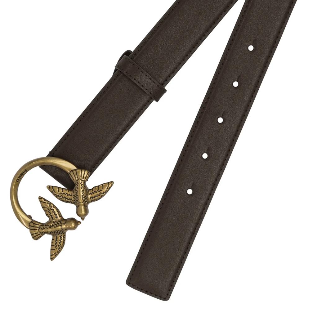 Cintura Alta Love Birds in Pelle Marrone