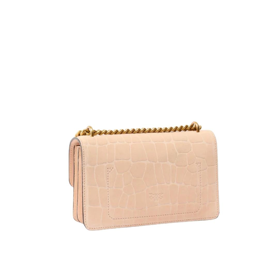 Borsa a tracolla piccola Mini Love Bag One in pelle stampa coccodrillo
