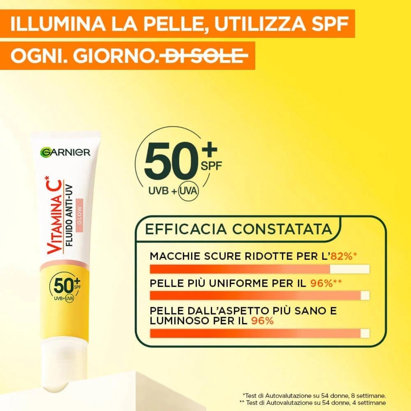 SkinActive Vitamina C Anti-UV Fluido Quotidiano Anti-Macchie Glow SPF50+