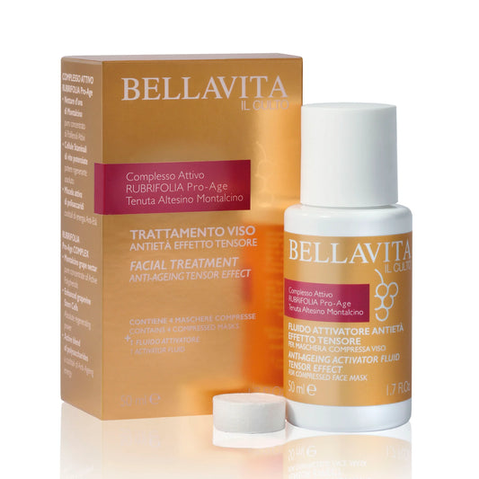 Trattamento Viso Antietà Effetto Tensore 4 Maschere Compresse + Fluido Attivatore