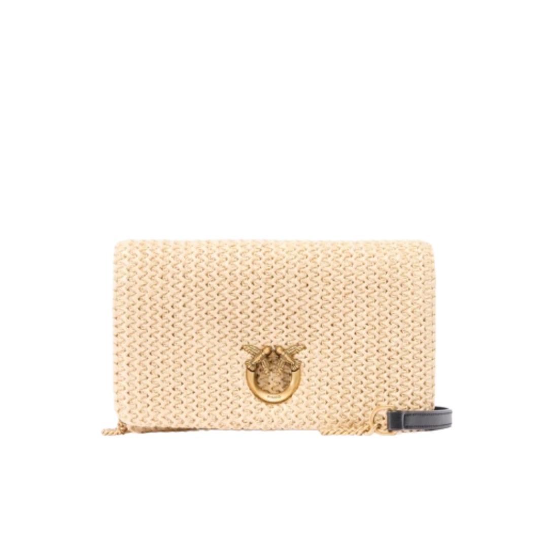 Pochette a tracolla piccola Love Bag Click Soft Horizontal Mini in rafia