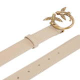 Cintura Love Birds in Pelle 3cm Beige