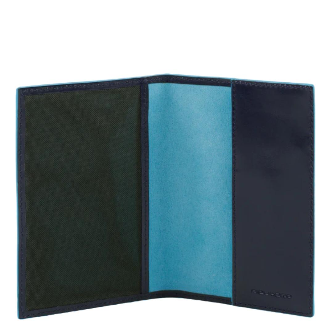 Porta Passaporto Blue Square in Pelle