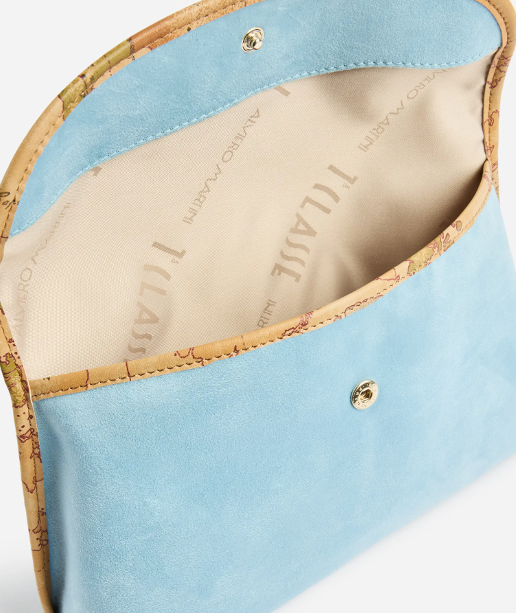 Beauty case medio in tessuto scamosciato