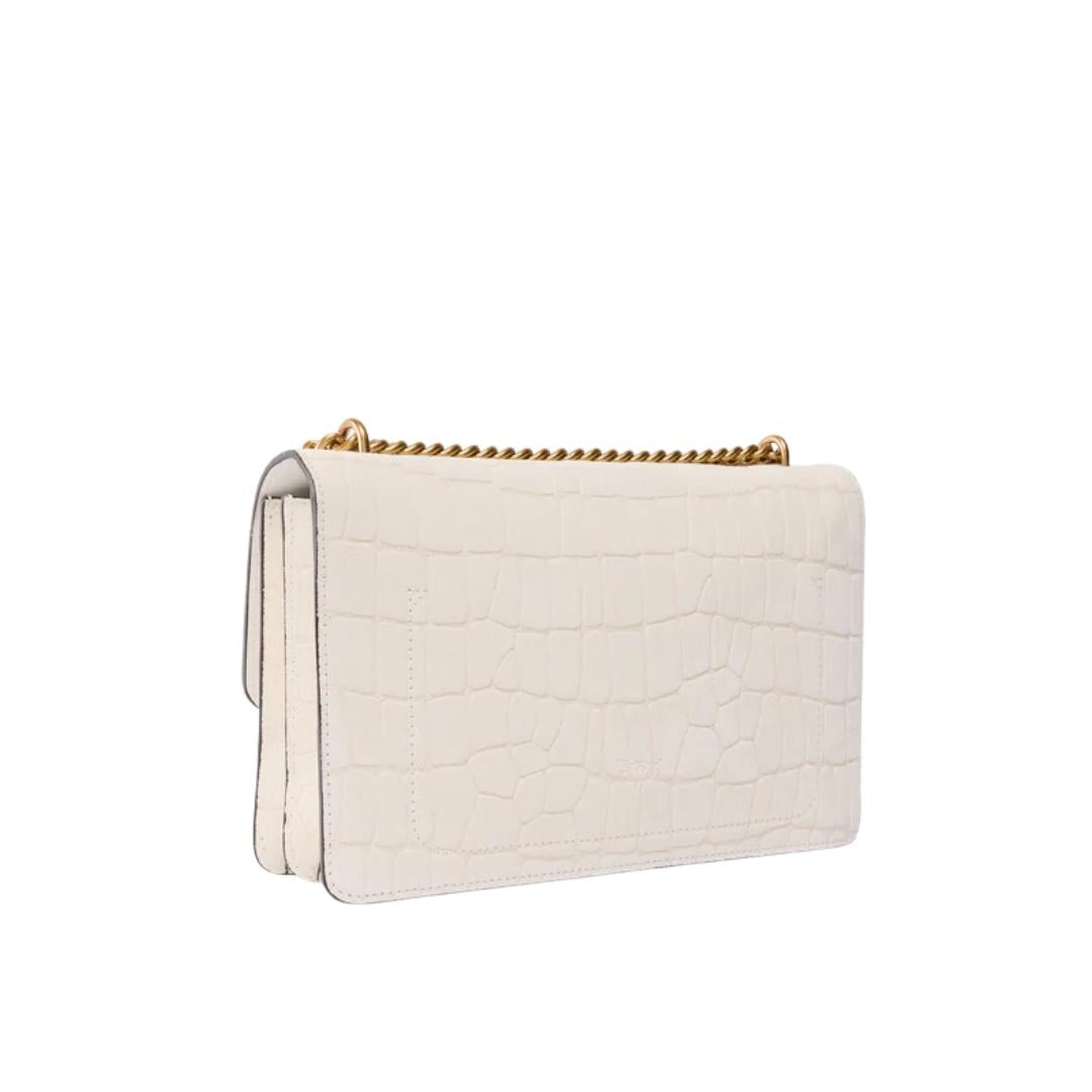 Borsa a tracolla media Love Bag One in pelle stampa coccodrillo
