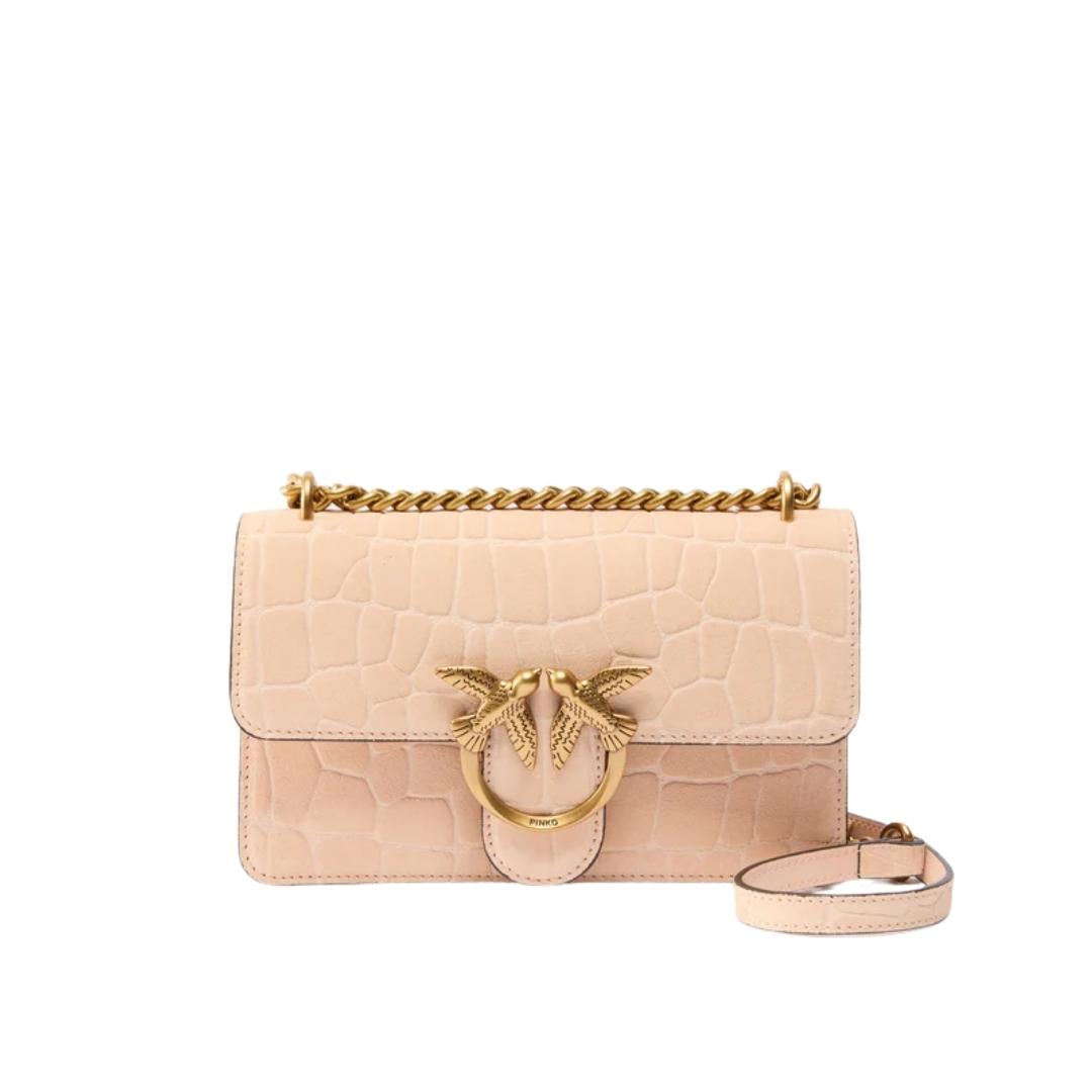 Borsa a tracolla piccola Mini Love Bag One in pelle stampa coccodrillo