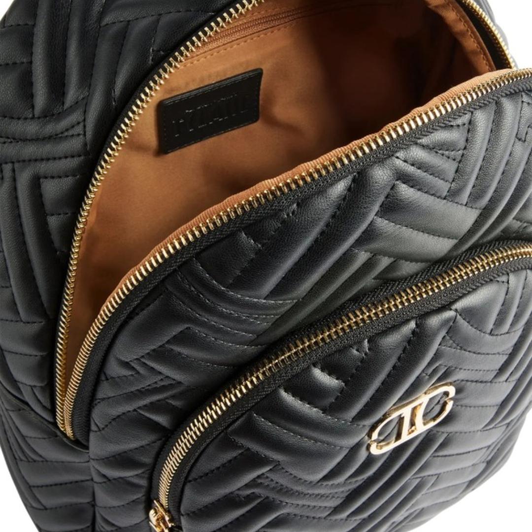 Zaino in Tessuto Effetto Nappa Doppia Zip