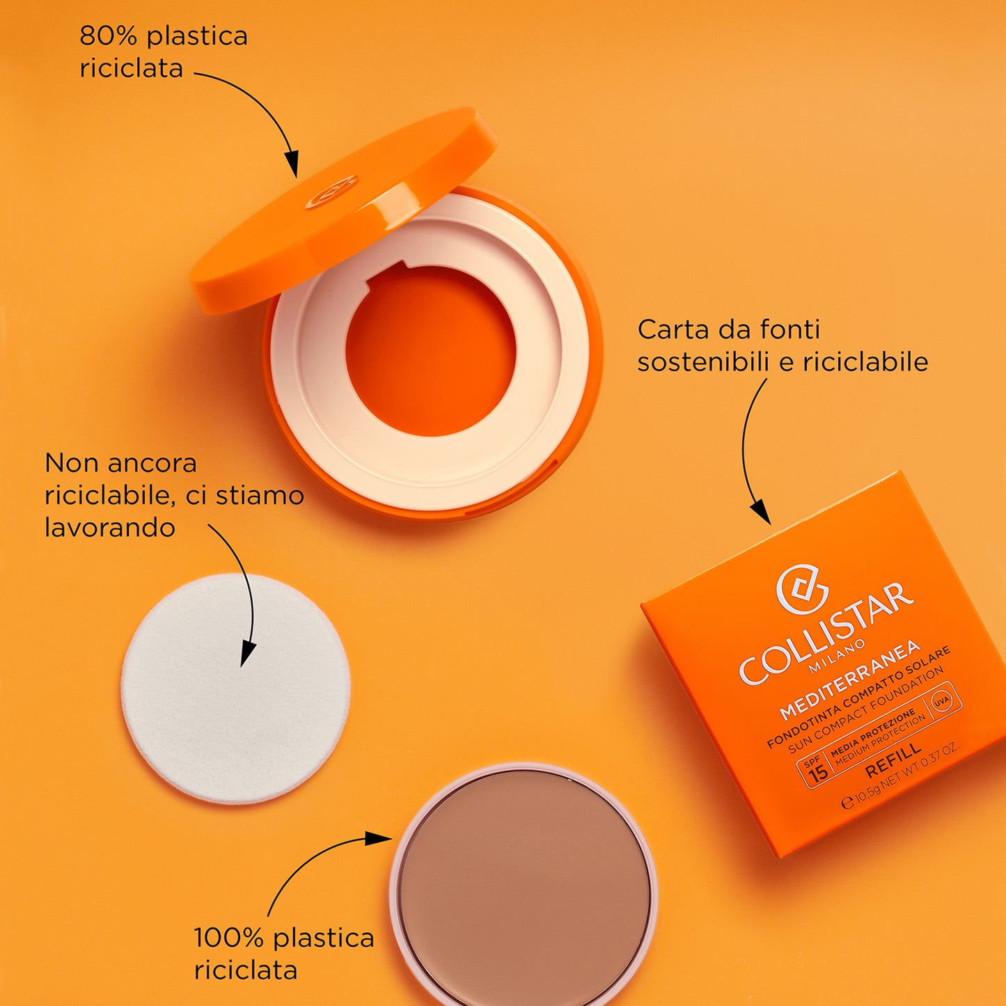 Mediterranea - Fondotinta Compatto Solare SPF15 Refill